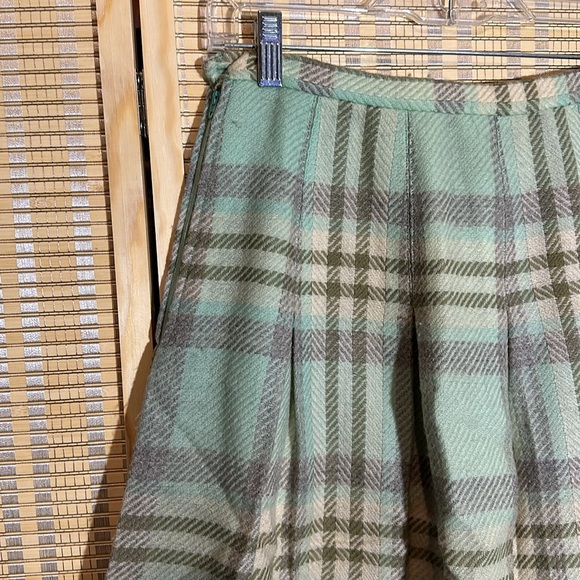 Vintage Garland 1970s? Blue Gray Plaid Box Pleated Wool Circle Skirt Small - Picture 8 of 16